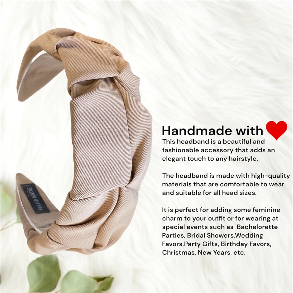 099 - Beige Twisted Handmade Headband